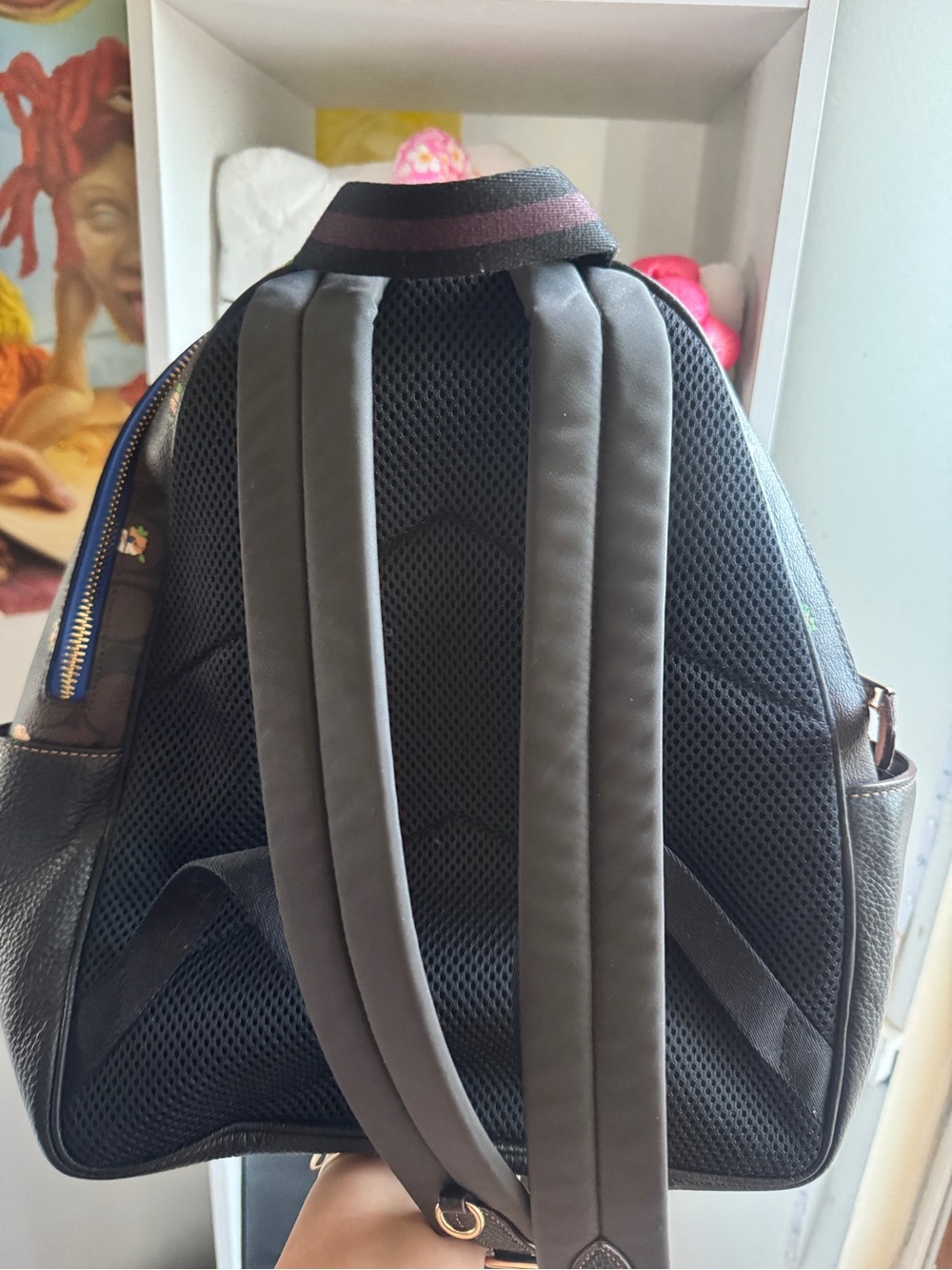 COACH Brown Signature Floral Backpack with Multicolor Blossoms - Picture 2 of 3